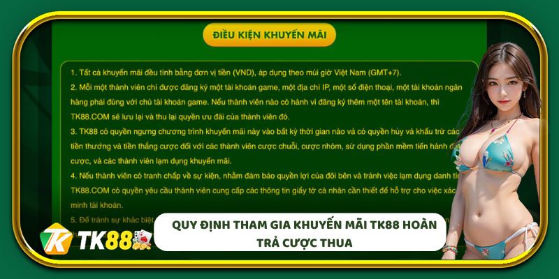 Quy định tham gia khuyến mãi EV88 hoàn trả cược thua